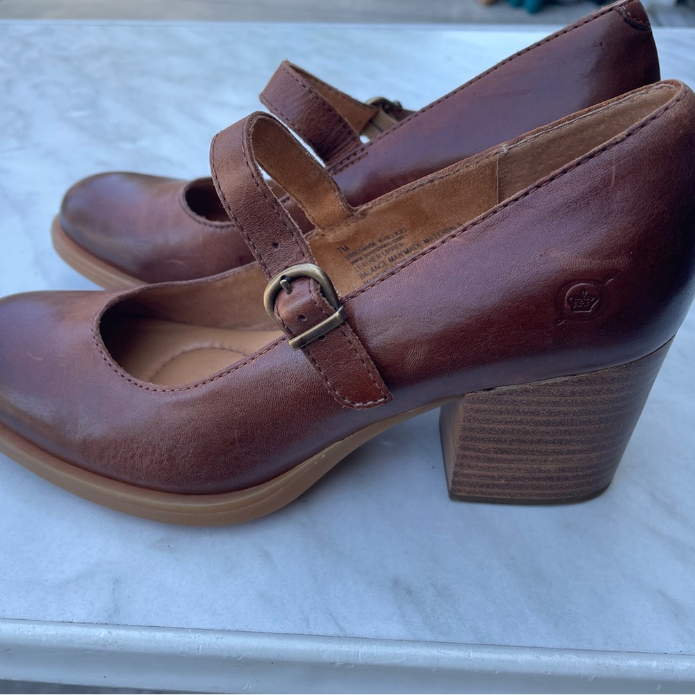 Born Brown Leather Mary Jane Heels